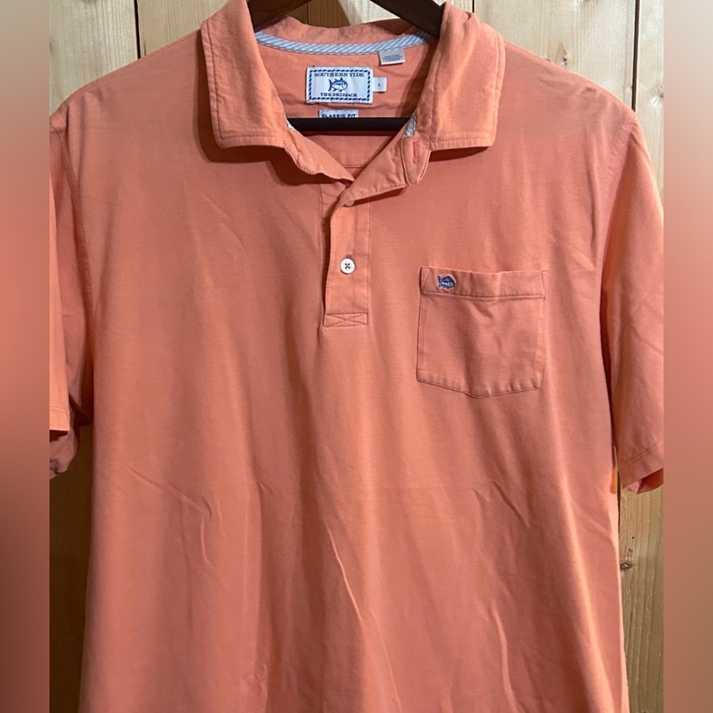 Southern Tide orange sherbet polo